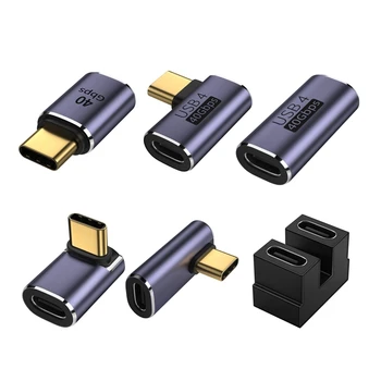 Адаптеры USB C U-Образный Прямой Угловой Адаптер Type C Женский к Type C Мужской 40 Гбит/с Быстрый Адаптер передачи данных Конвертер Зарядные Адаптеры