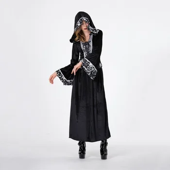 Женский костюм Злой ведьмы-скелета, черный косплей вампира на Хэллоуин, Карнавальный Маскарад, маскарадное платье