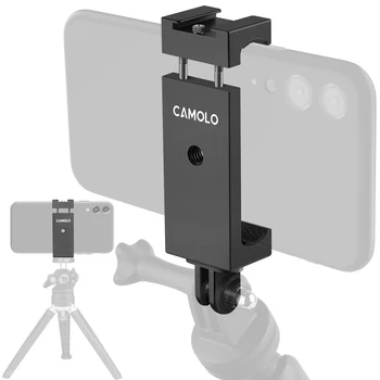 Крепление для штатива для телефона 2 в 1, Металлический держатель для телефона, зажим с холодным башмаком для крепления монопода GoPro, штатив для селфи-палки для iPhone Android