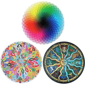 Круглая головоломка с цветным вызовом, головоломка цветущего цвета, головоломка с волшебным рисунком для взрослых, набор круглых головоломок
