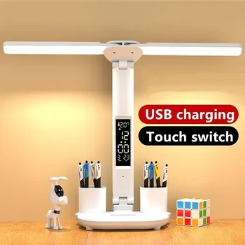 Многофункциональная светодиодная настольная лампа Настольная лампа с календарем USB Сенсорный ночник с держателем ручки для лампы для чтения Украшение дома