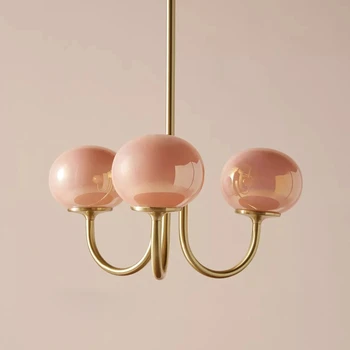 Новая французская светодиодная люстра в минималистичном ретро-стиле розового цвета, белая стеклянная сфера для комнаты милой девушки, гостиной, спальни, гостиничной люстры