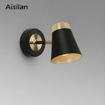 Роскошный Настенный светильник Aisilan, Сменная лампа 5 Вт E14, Матовый черно-золотой Вращающийся настенный светильник с антибликовым покрытием для спальни, кабинета